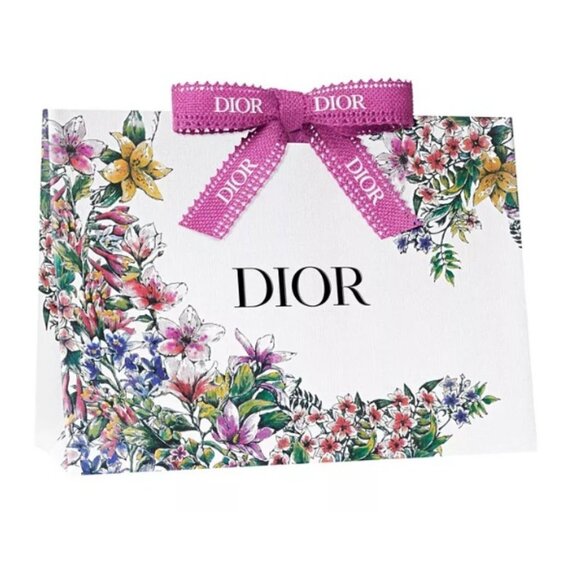 Dior Gift Bag in Colored Floral design with Pink Ribbon - 9.5Lx7W - NEW - Picture 7 of 10